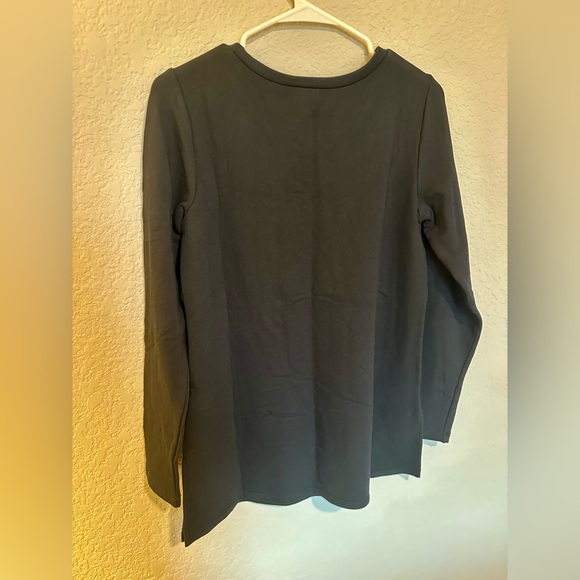 Susan Graver Weekend Regular Brushed Back Knit Tunic with Button Detail-Black-XS - Picture 3 of 14